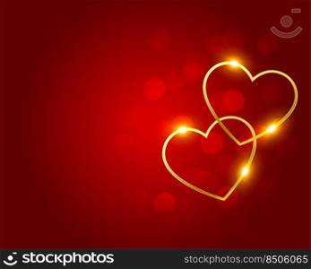 lovely golden hearts on red bokeh background