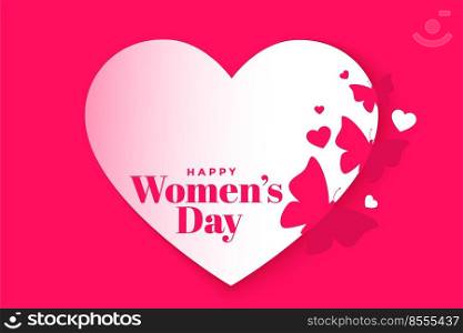 lovely happy womens day heart and butterfly poster