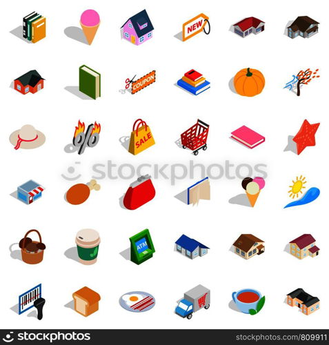 Lovely icons set. Isometric style of 36 lovely vector icons for web isolated on white background. Lovely icons set, isometric style