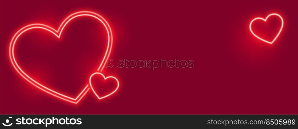 lovely neon hearts banner with text space