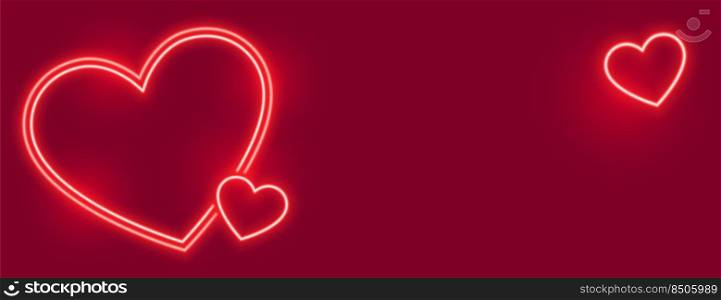lovely neon hearts banner with text space