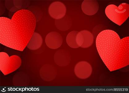 lovely red hearts background with bokeh effect