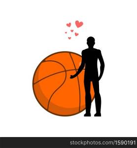 Lover basketball. Man and ball. I love sport game. Lovers embrace. Romantic date