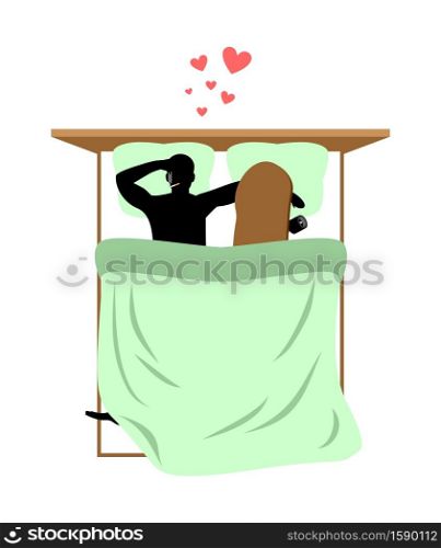 Lover skateboarding. Skateboard and guy in bed. Lovers Bedroom. Romantic date. love extreme sport