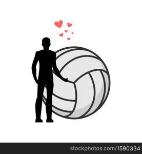 Lover Volleyball. Man and ball. love sport game. Lovers embrace. Romantic date