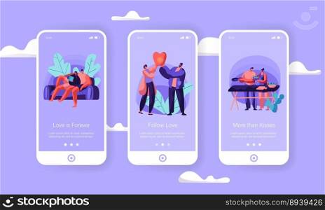Loving couple at weekend mobile app page vector image