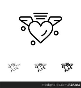 Loving, Love, Heart, Wedding Bold and thin black line icon set