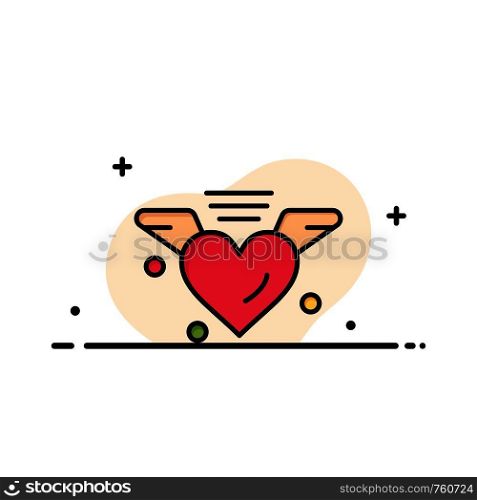 Loving, Love, Heart, Wedding Business Flat Line Filled Icon Vector Banner Template