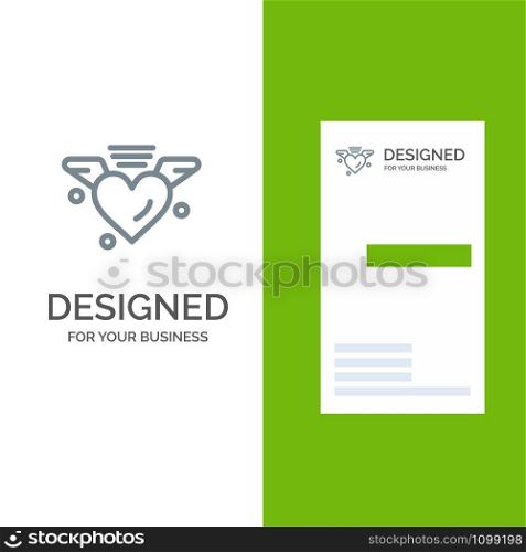 Loving, Love, Heart, Wedding Grey Logo Design and Business Card Template