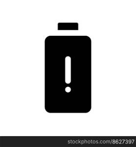 Low battery level black glyph ui icon. Wellbeing issue. Tired and exhausted. User interface design. Silhouette symbol on white space. Solid pictogram for web, mobile. Isolated vector illustration. Low battery level black glyph ui icon