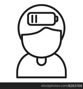 Low battery person icon outline vector. Pill drug. Health disorder. Low battery person icon outline vector. Pill drug