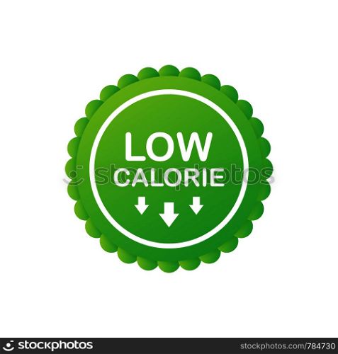 Low calorie label or sticker on white background. Vector stock illustration.