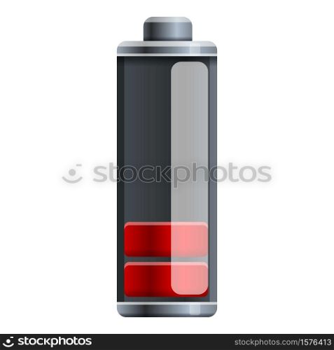Low capacity battery icon. Cartoon of low capacity battery vector icon for web design isolated on white background. Low capacity battery icon, cartoon style