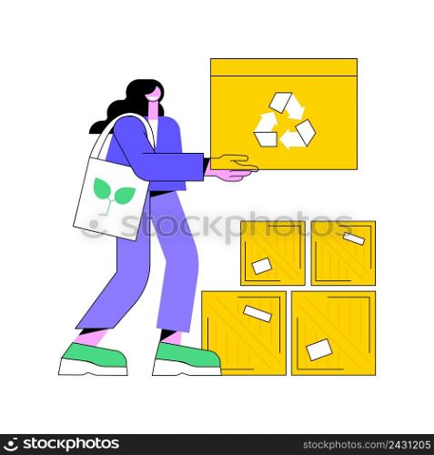 Low impact packaging abstract concept vector illustration. Sustainable shipping box, innovative packaging materials, ecommerce, eco friendly, recyclable container, zero waste abstract metaphor.. Low impact packaging abstract concept vector illustration.