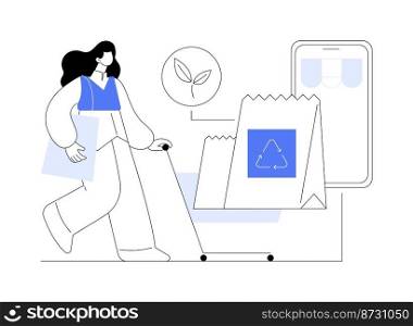 Low impact packaging abstract concept vector illustration. Sustainable shipping box, innovative packaging materials, ecommerce, eco friendly, recyclable container, zero waste abstract metaphor.. Low impact packaging abstract concept vector illustration.