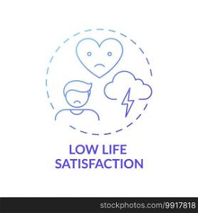 Low life satisfaction concept icon. Procrastination effect idea thin line illustration. Depression symptoms. Impossible-to-achieve perfection standard. Vector isolated outline RGB color drawing. Low life satisfaction concept icon