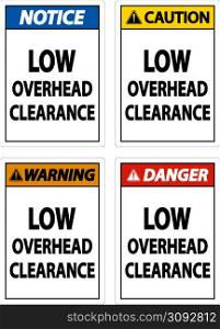 Low Overhead Clearance Sign On White Background