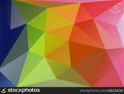 Low poly abstract horizontal decorative colorful background. Vector illustration. Futuristic bright pink green blue colors fantasy backdrop template.