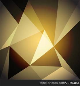 Low poly design element on gold gradient background, stock vector