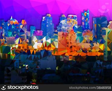 Low poly geometric of Bangkok cityscape.vector design illustration