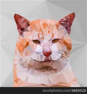 Low poly geometric of cat, vector triangular shape mosaic