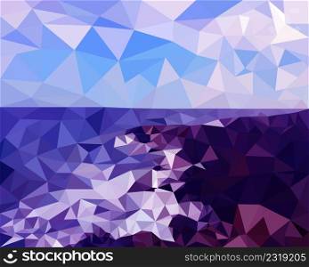 Low poly illustration rocky sea coast Geometric composition of triangles vector illustration