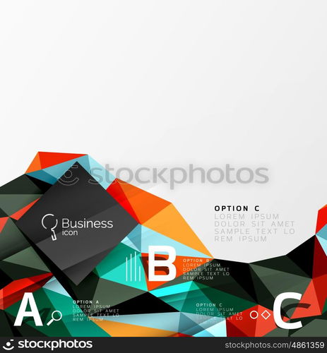 Low poly polygonal triangle abstract background. Low poly polygonal triangle abstract background for abc infographics