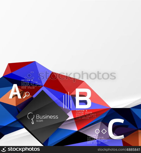 Low poly polygonal triangle abstract background. Low poly polygonal triangle abstract background for abc infographics