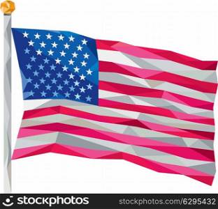 Low polygon illustration of usa american flag stars and stripes set on isolated white background.. USA Flag Stars and Stripes Low Polygon