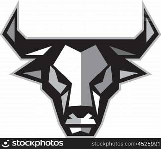 Low polygon style illustration of a bull cow head facing front set on isolated white background. . Bull Cow Head Low Polygon