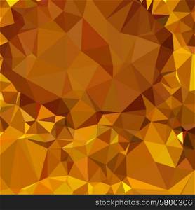 Low polygon style illustration of a dark tangerine yellow abstract geometric background.. Dark Tangerine Yellow Abstract Low Polygon Background