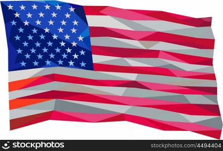 Low polygon style illustration of a usa american flag stars and stripes set on isolated white background. . USA Flag Stars and Stripes Low Polygon