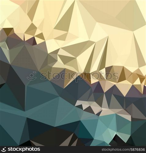 Low polygon style illustration of an ecru brown blue abstract geometric background.. Ecru Brown Blue Abstract Low Polygon Background