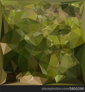 Low polygon style illustration of an olive green abstract geometric background.. Olive Green Abstract Low Polygon Background