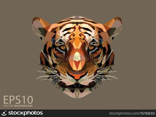 Low polygon tiger head pattern background. Illustration EPS 10.