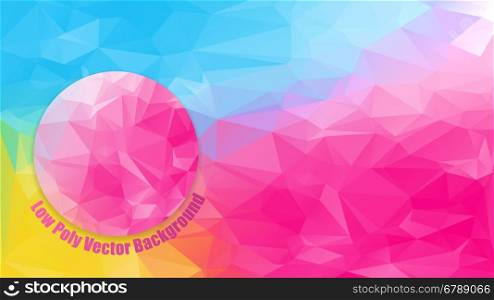 low polygonal bright color horizontal 1920x1080 hd size format background with pink circle abstract backdrop vector illustration