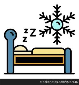 Low temperature sleeping icon. Outline low temperature sleeping vector icon color flat isolated. Low temperature sleeping icon color outline vector