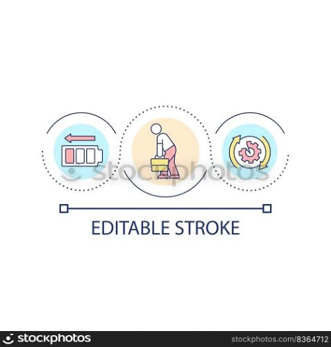 Low work productivity loop concept icon. Poor performance. Burnout employees. Exhaustion at workplace abstract idea thin line illustration. Isolated outline drawing. Editable stroke. Arial font used. Low work productivity loop concept icon