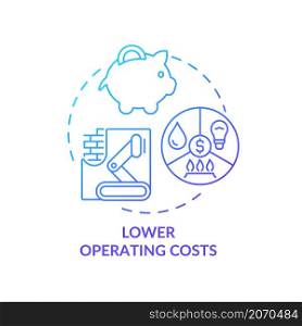 Lower operating costs blue gradient concept icon. Industrial automation abstract idea thin line illustration. Isolated outline drawing. Editable stroke. Roboto-Medium, Myriad Pro-Bold fonts used. Lower operating costs blue gradient concept icon