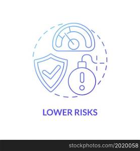 Lower risks blue gradient concept icon. Internal company growth abstract idea thin line illustration. Business expansion. Reduce threats possibility. Vector isolated outline color drawing. Lower risks blue gradient concept icon
