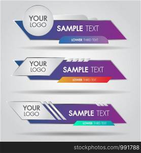 Lower third white and colorful design template modern contemporary. Set of banners bar screen broadcast bar name. Collection of lower third for video editing on transparent background.