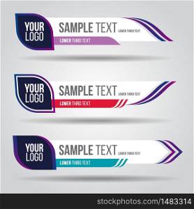 Lower third white and colorful design tv template modern contemporary. Set of banners bar screen broadcast show bar name. Collection of lower third for video editing on transparent background.
