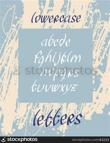 Lowercase font letters. English alphabet all letters. Hand drawn calligraphy. Vector illustration.