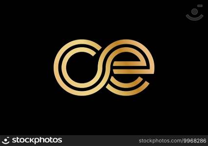 Lowercase letters c and e. Flat bound design in a Golden hue for a logo, brand, or logo. Vector illustration