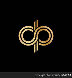 Lowercase letters d and p. Flat bound design in a Golden hue for a logo, brand, or logo. Vector illustration