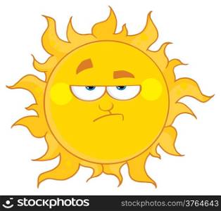 Lowering Sun Mascot Cartoon Character