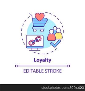 Loyalty concept icon. Building company reputation. PR code of ethics abstract idea thin line illustration. Isolated outline drawing. Editable stroke. Arial, Myriad Pro-Bold fonts used. Loyalty concept icon