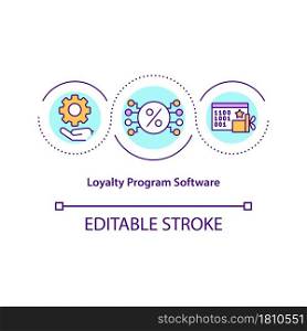 Loyalty program software concept icon. Clients information collection and store abstract idea thin line illustration. Reward program management. Vector isolated outline color drawing. Editable stroke. Loyalty program software concept icon