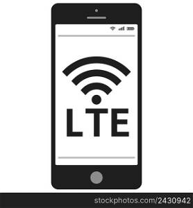 lte sign signal symbol with smartphone vector icon technology of 4G LTE mobile communications