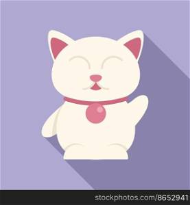 Lucky cat bell icon flat vector. Asian animal. Good doll. Lucky cat bell icon flat vector. Asian animal